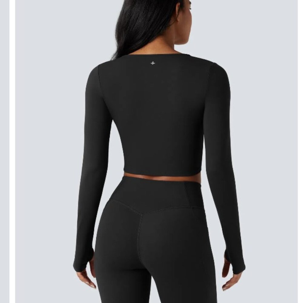 L/S Cropped Yoga Sports Top - Picture 2 of 4